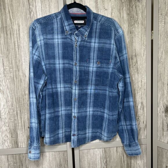 32 Bar Blues Flannel Shirt Button Down Long Sleeves Mens Size L - Picture 1 of 6